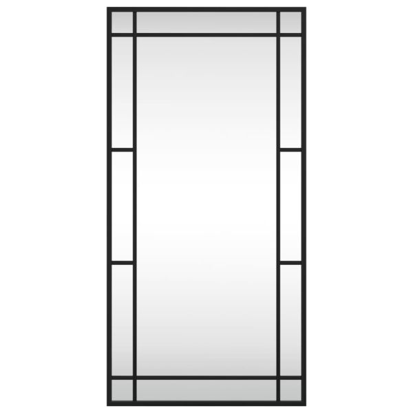 Стенно огледало, черно, 40x80 см, правоъгълно, желязо