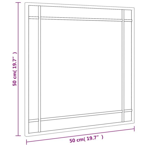 Стенно огледало, черно, 50x50 см, квадратно, желязо