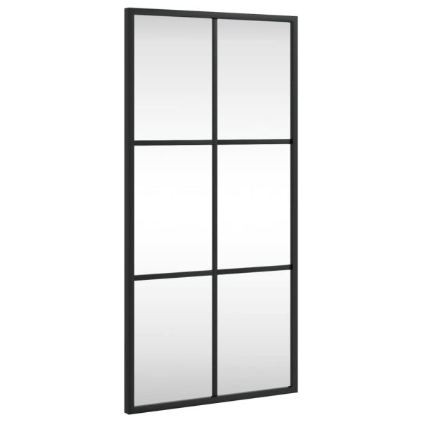 Стенно огледало, черно, 30x60 см, правоъгълно, желязо