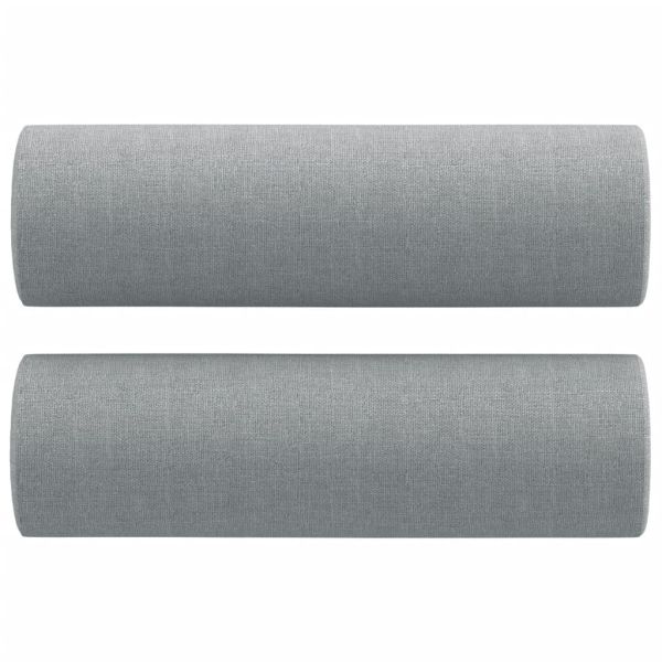 2-местен диван с декоративни възглавници светлосив 140 см плат