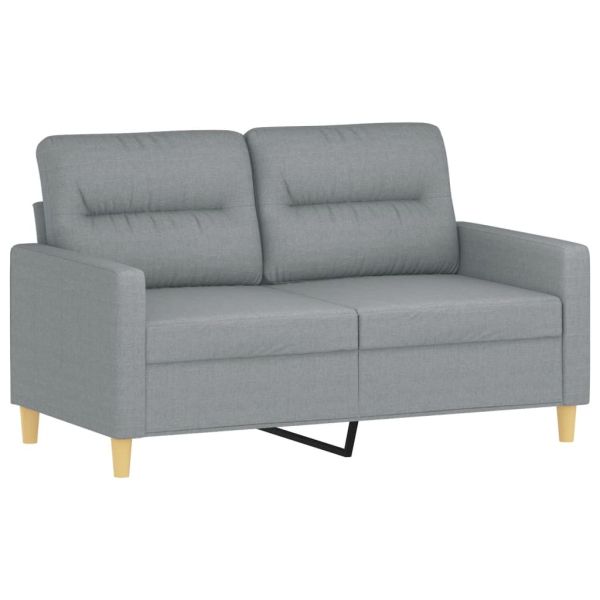 Комплект дивани от 3 части с възглавници, светлосив, плат