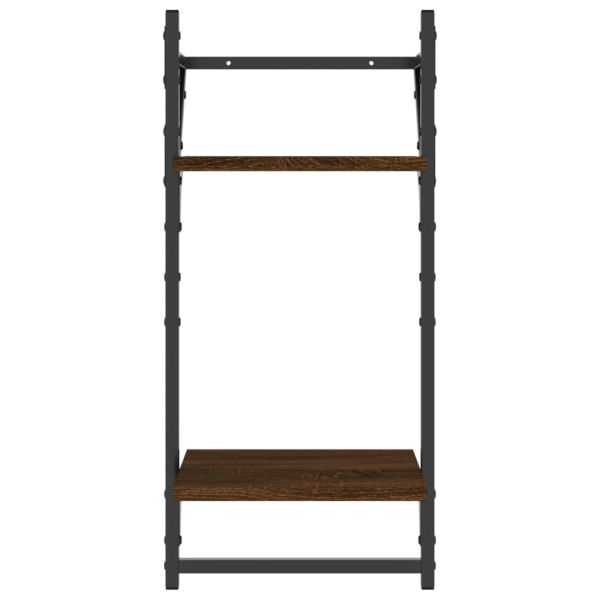 Двуетажни стенни рафтове с пръти 2 бр кафяв дъб 30x25x65 см