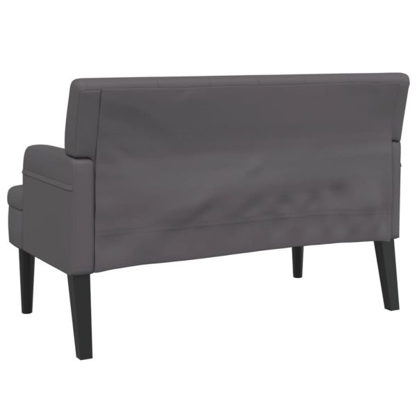 Пейка с облегалка, сива, 112x65,5x75 см, изкуствена кожа