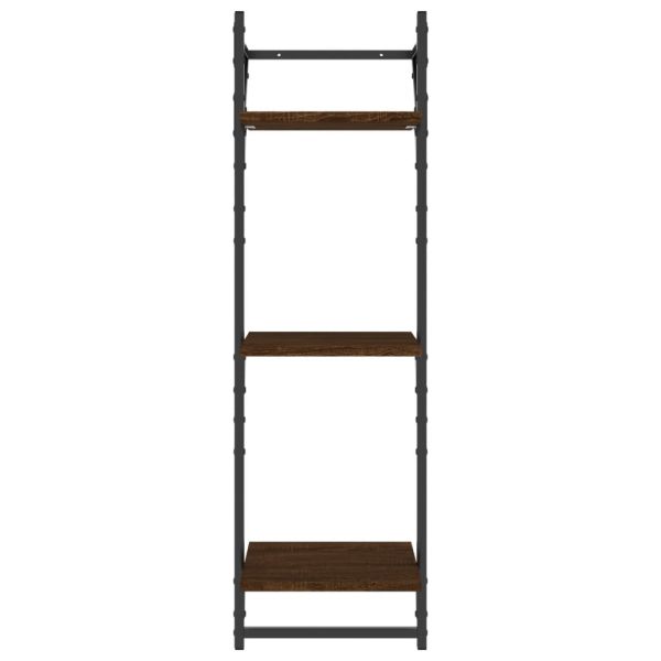 Триетажни стенни рафтове с пръти 2 бр кафяв дъб 30x25x100 см