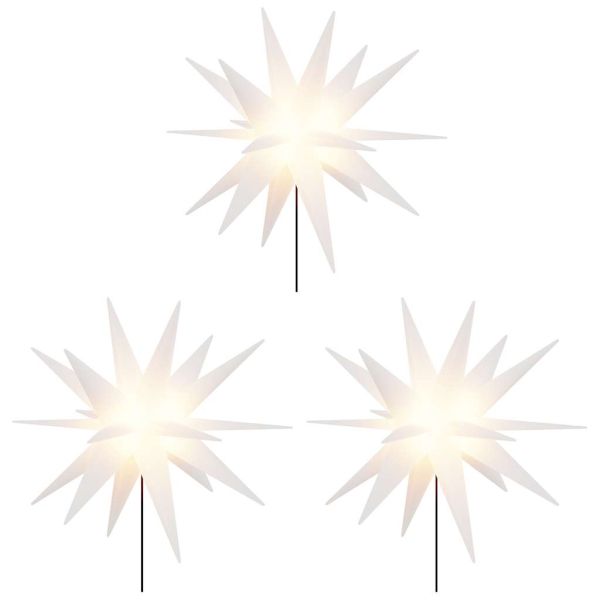 Коледни лампи с шипове, 3 бр, LED, сгъваеми,бяла, 57 см