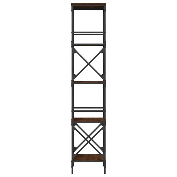 Библиотека 5 рафта кафяв дъб 59x35x171 см инженерно дърво