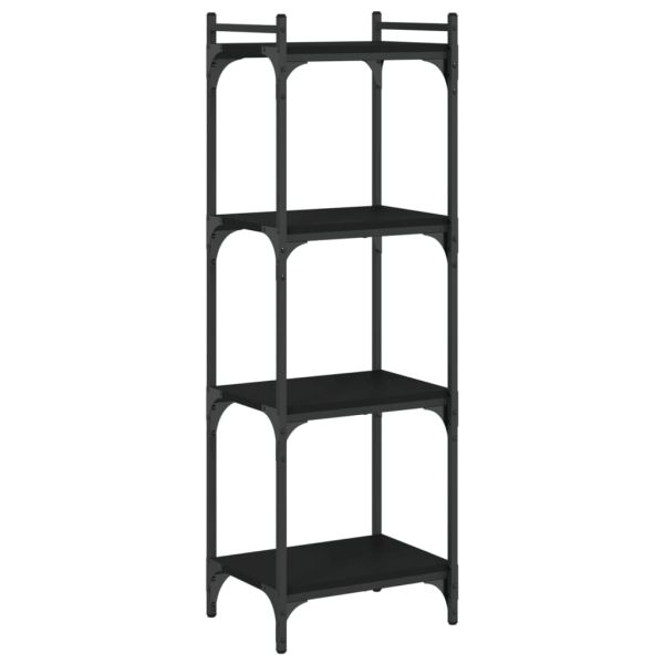 Библиотека 4 рафта черна 40x30x120 см инженерно дърво