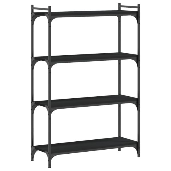 Библиотека 4 рафта черна 80x30x120 см инженерно дърво