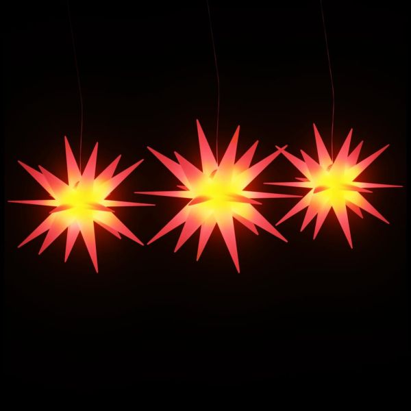 Коледни лампи с LED, 3 бр, сгъваеми, червени