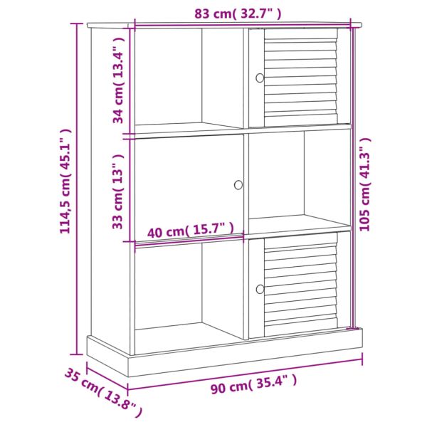 Етажерка за книги VIGO 90x35x114,5 см бор масив