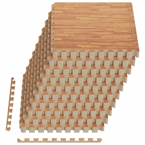 Мат за под басейн 50 pcs Дърво 18 м² EVA Пяна