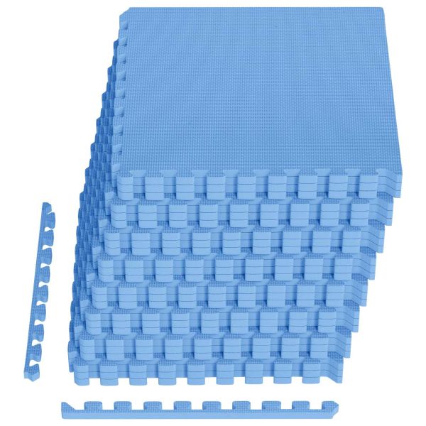 Мат за под басейн 24 pcs Синьо 8,64 m² EVA Пяна