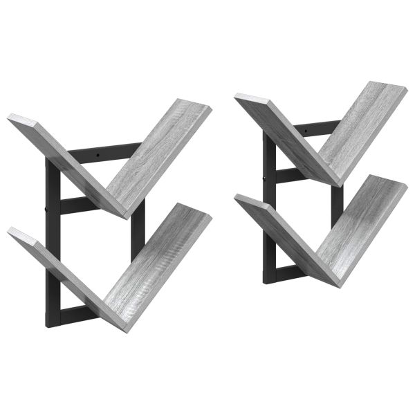 Плаваща стена 2 pcs Сив Сонома 43 x 15 x 47 см