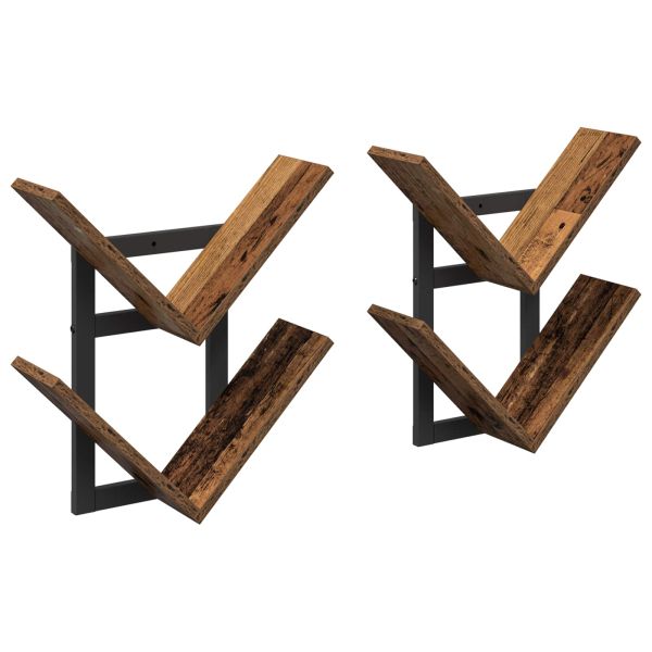Плаваща стена 2 pcs Старо дърво 43 x 15 x 47 см