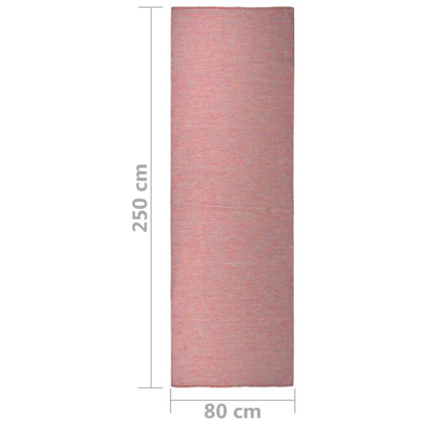 Градински плоскотъкан килим, 80x250 см, червен