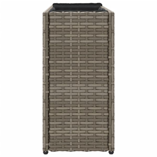 Градински сандък с 2 саксии, сив, 90x20x40 см, полиратан