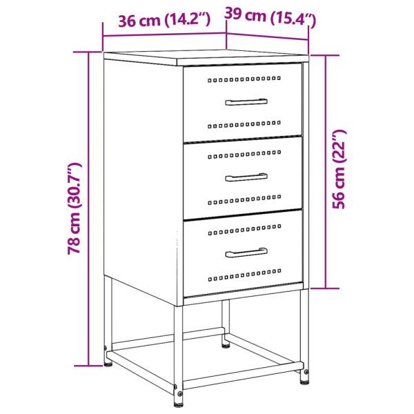 Нощни шкафчета 2 бр бял 36x39x78 см стомана