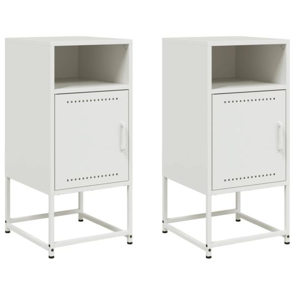 Нощни шкафчета 2 бр бял 36x39x78 см стомана