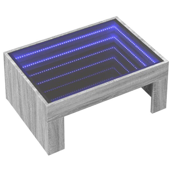 Маса за кафе с Infinity LED, сив сонома, 70x50x30 см