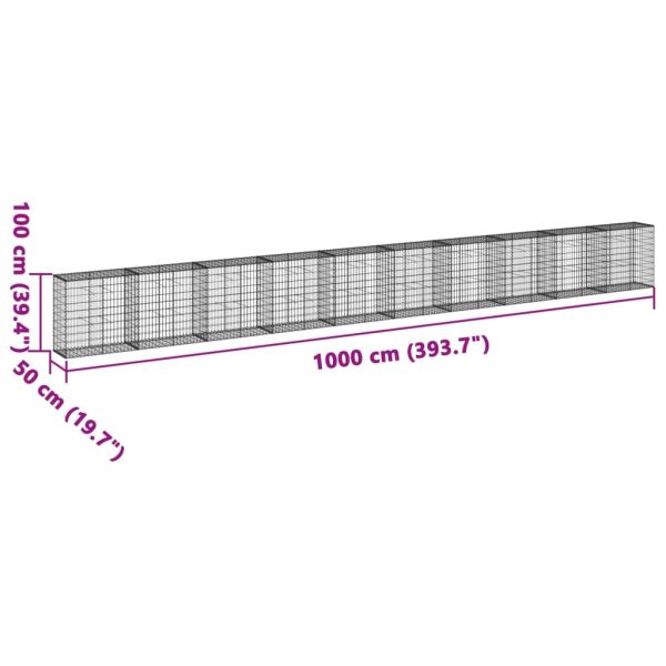 Габионна кошница с покритие, 1000x50x100 см, поцинковано желязо