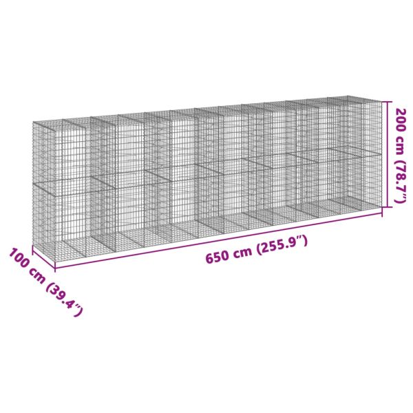 Габионна кошница с покритие, 650x100x200 см, поцинковано желязо