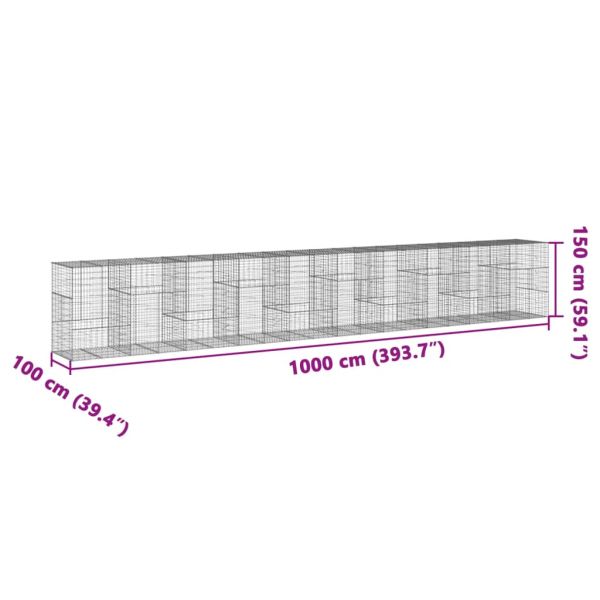 Габионна кошница с покритие, 1000x100x150см, поцинковано желязо
