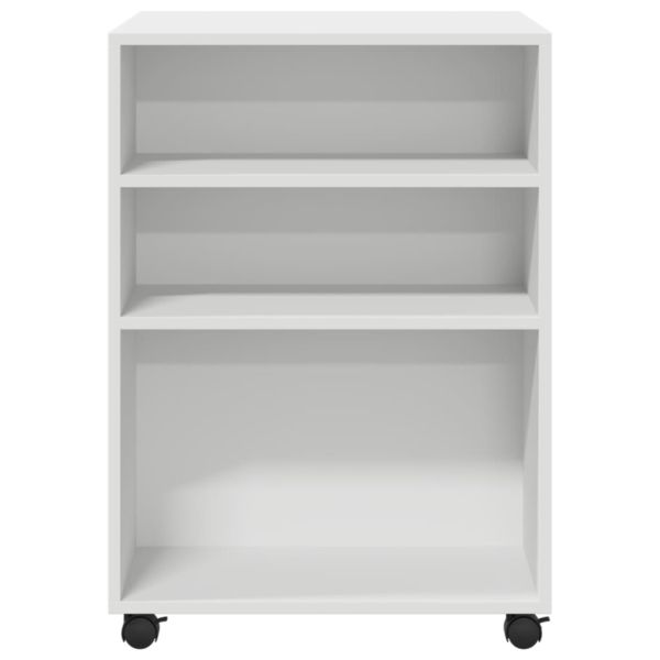 Помощна маса с колелца бяла 55x60x78 см инженерно дърво