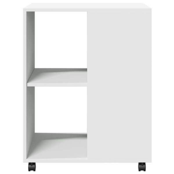 Помощна маса с колелца бяла 55x60x78 см инженерно дърво