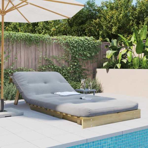 Футон кресло с матрак, 80x206x11 см, импрегнирано борово дърво