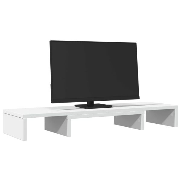Регулируема стойка за монитор бял 80x24x10,5 см инженерно дърво