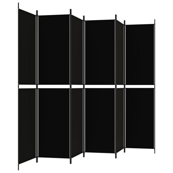 Параван за стая, 6 панела, черен, 300x220 cм, плат