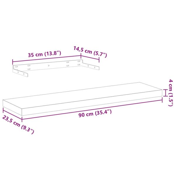 Рафт за стена, 90x23,5x4 см, инженерна дървесина