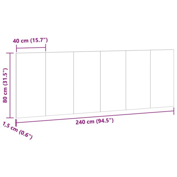 Стенна табла за легло старо дърво 240x1,5x80 см инженерно дърво