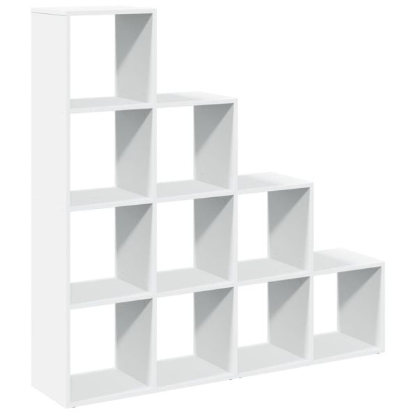 Разделител за стая / библиотека, бял, 4 нива, 131,5x29x131,5 см