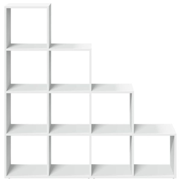 Разделител за стая / библиотека, бял, 4 нива, 131,5x29x131,5 см