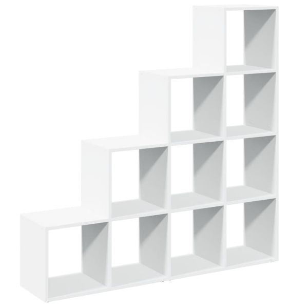 Разделител за стая / библиотека, бял, 4 нива, 131,5x29x131,5 см