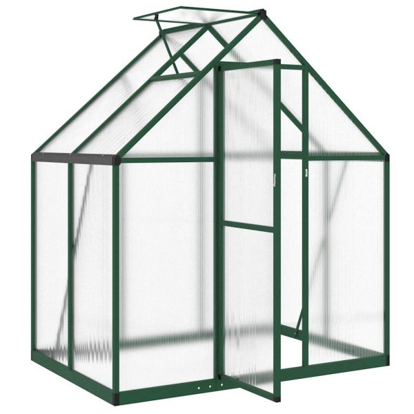 Оранжерия с основа рамка зелен 169x114x195 см алуминий