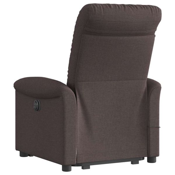 Изправящ масажен реклайнер стол, тъмнокафяв, текстил