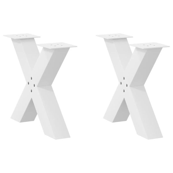 Крака за масичка за кафе, X-образни, 2 бр., бели, 50 x (42-43) см, стомана