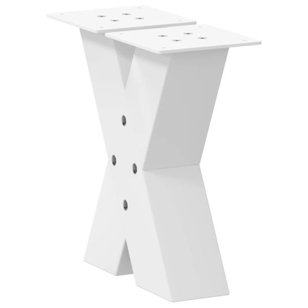 Крака за масичка за кафе, X-образни, 2 бр., бели, 30 x (30-31) см, стомана