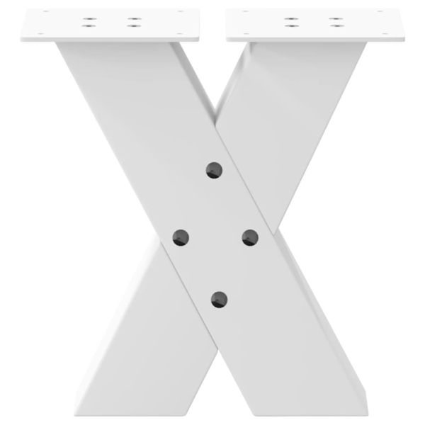 Крака за масичка за кафе, X-образни, 2 бр., бели, 30 x (30-31) см, стомана