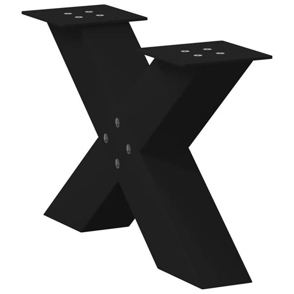 Крака за масичка за кафе, X-образни, 2 бр., черни, 50 x (30-31) см, стомана