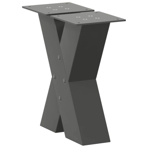 Крака за масичка за кафе, X-образни, 2 бр., антрацит, 40x(30-31) см, стомана