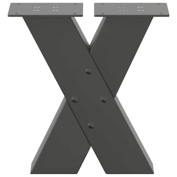 Крака за масичка за кафе, X-образни, 2 бр., антрацит, 40x(30-31) см, стомана