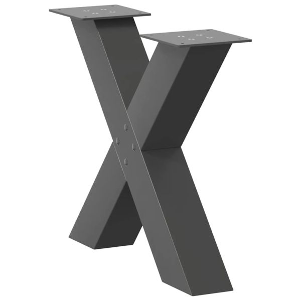Крака за масичка за кафе, X-образни, 2 бр., антрацит, 60 x (42-43) см, стомана