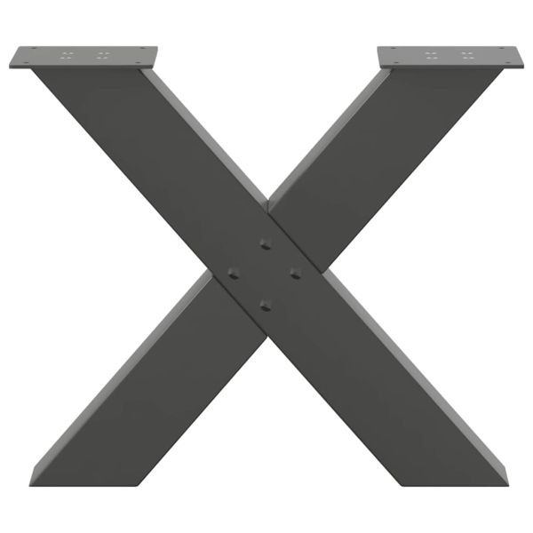 Крака за масичка за кафе, X-образни, 2 бр., антрацит, 60 x (42-43) см, стомана