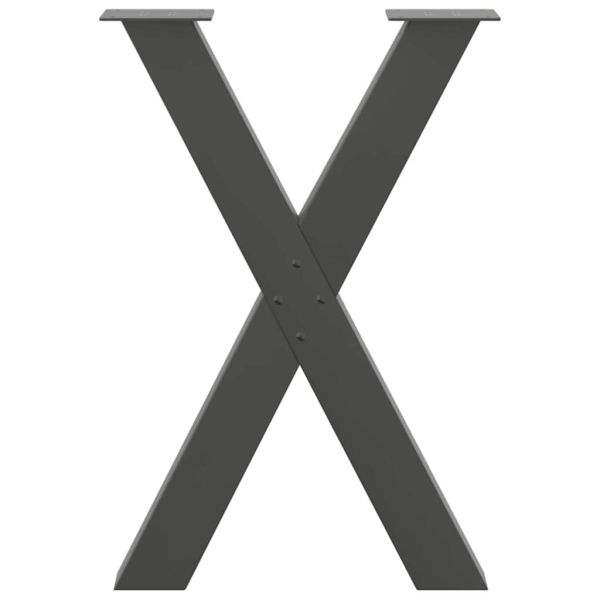Крака за трапезна маса, X-образни, 2 бр., антрацит, 60x(72-73) см, стомана