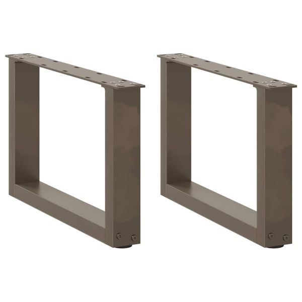 Крака за масичка за кафе, U-образни, 2 бр., естествена стомана, 50 x (30-31) см, стомана