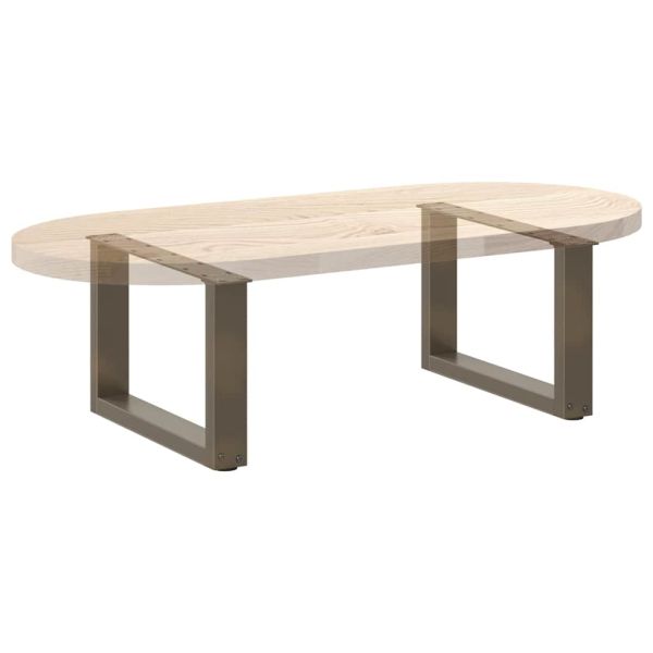 Крака за масичка за кафе, U-образни, 2 бр., естествена стомана, 50 x (30-31) см, стомана