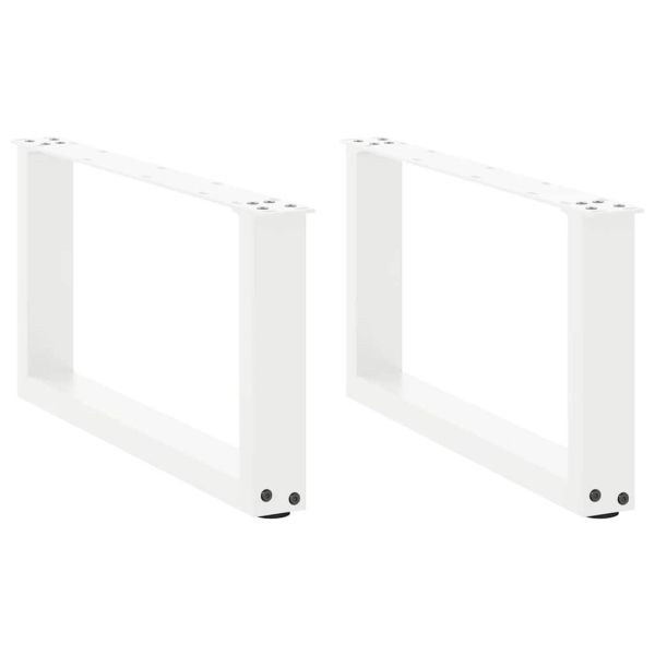 Крака за масичка за кафе, U-образни, 2 бр., бели, 70 x (30-31) см, стомана
